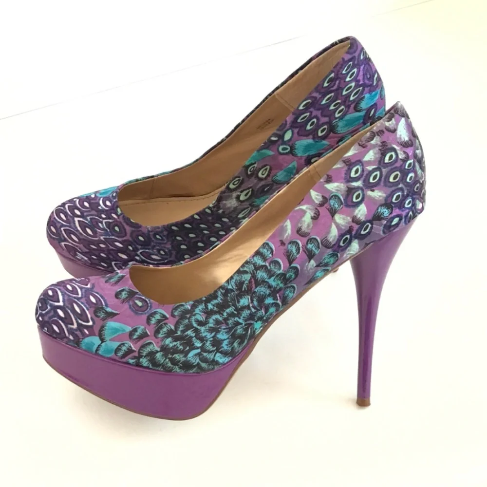 SHOE DAZZLE Platform Stiletto Pumps Purple Peacock Women’s Size 10